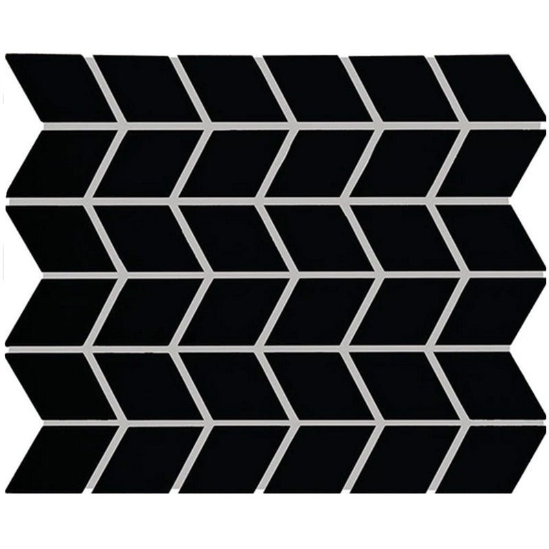 Daltile Color Wheel Retro 2" x 3" Chevron Mosaic 11" x 13" Matte Matte Black