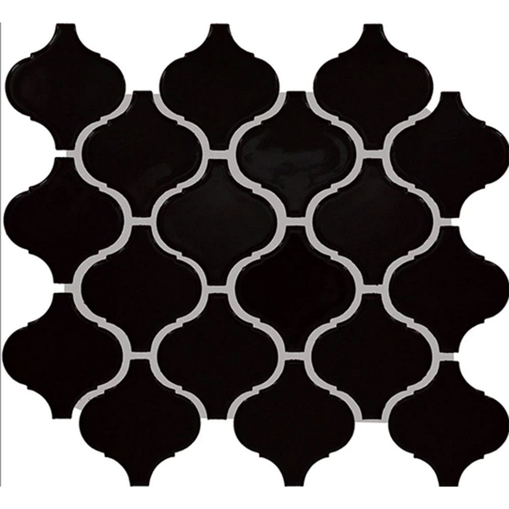Daltile Color Wheel Retro 3" x 3" Arabesque Mosaic 11" x 12" Matte Matte Black