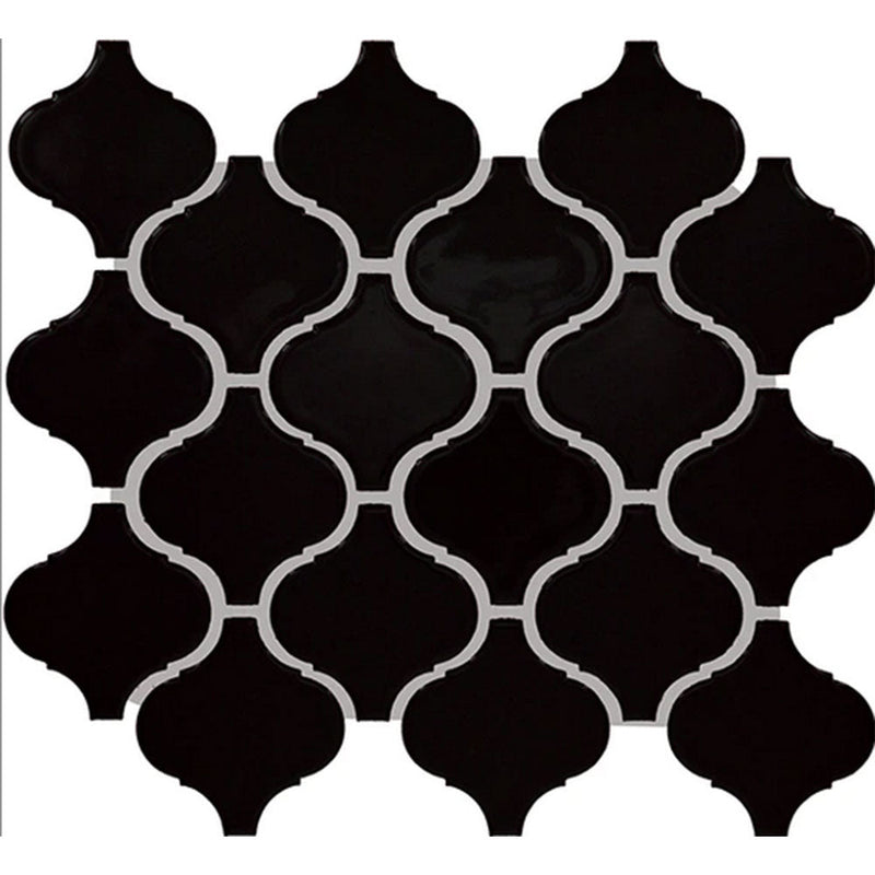 Daltile Color Wheel Retro 3" x 3" Arabesque Mosaic 11" x 12" Matte Matte Black