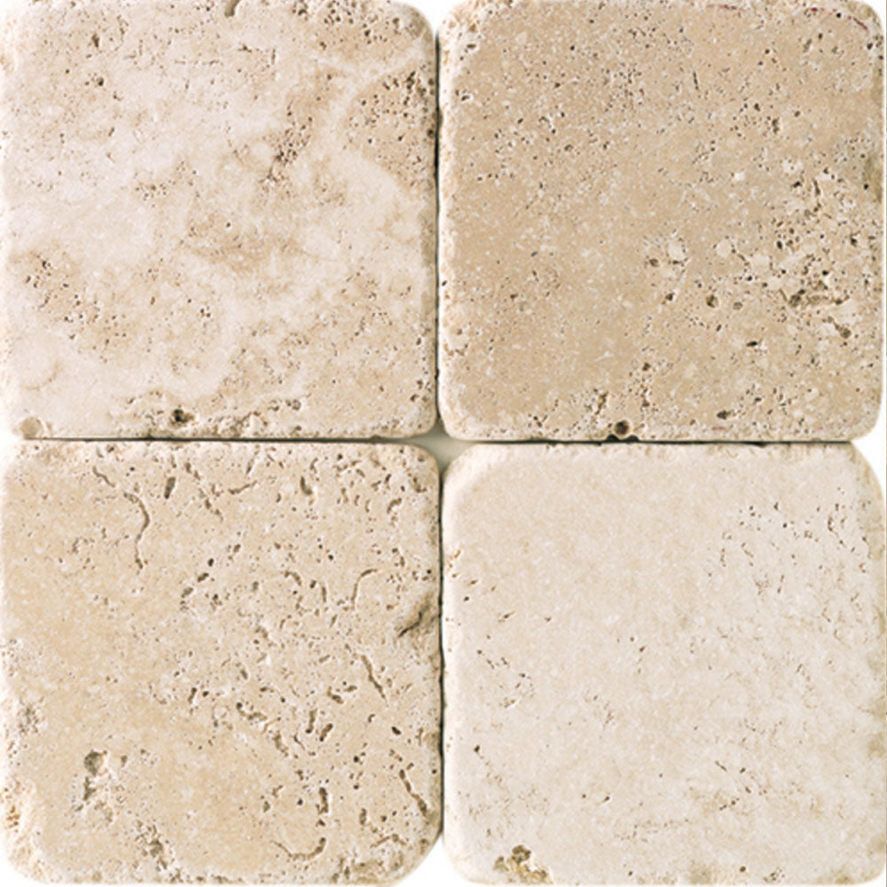 Daltile Travertine 4" x 4" Tumbled Mediterr Ivory