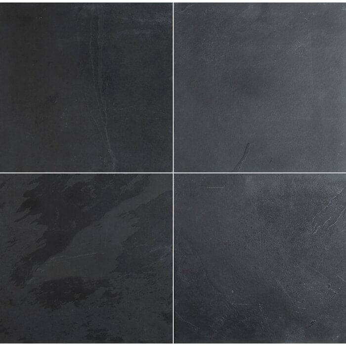 MS International Slate And Quartzite 12" x 12" Honed Montauk Black