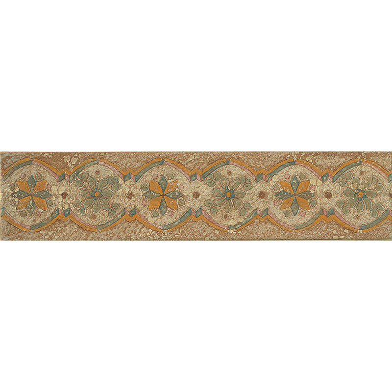 Bedrosians Cotto Nature 3" x 14" Deco Tira Sandro Hand Painted Liner