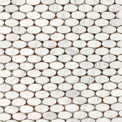 Daltile Stone A LA Mod 1.5" x 0.75 Oval Mosaic 12" x 12" Contempo White