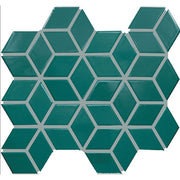 Daltile Color Wheel Retro 2" x 3" 3D Cube Mosaic 12" x 13" Glossy Peacock
