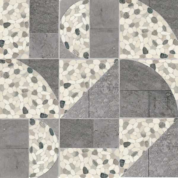 Daltile Pebble Oasis 12" x 12" Art Deco Pebble Coal