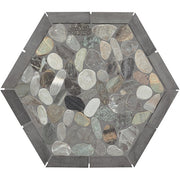 Daltile Pebble Oasis 12" x 10" Framed Hex Pebble Coastal