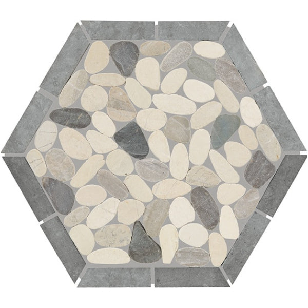 Daltile Pebble Oasis 12" x 10" Framed Hex Pebble Harbor