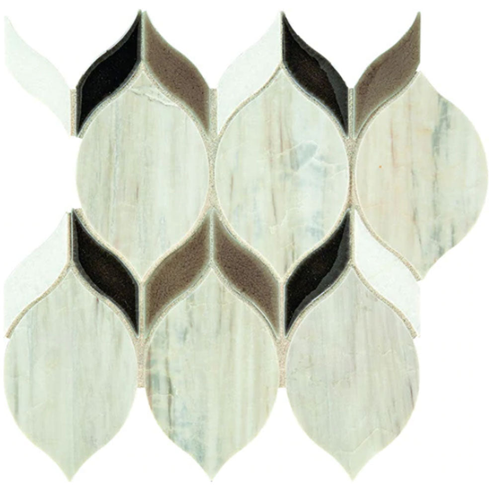 Daltile Fonte 10" x 8" Double Leaf Pier White Blend