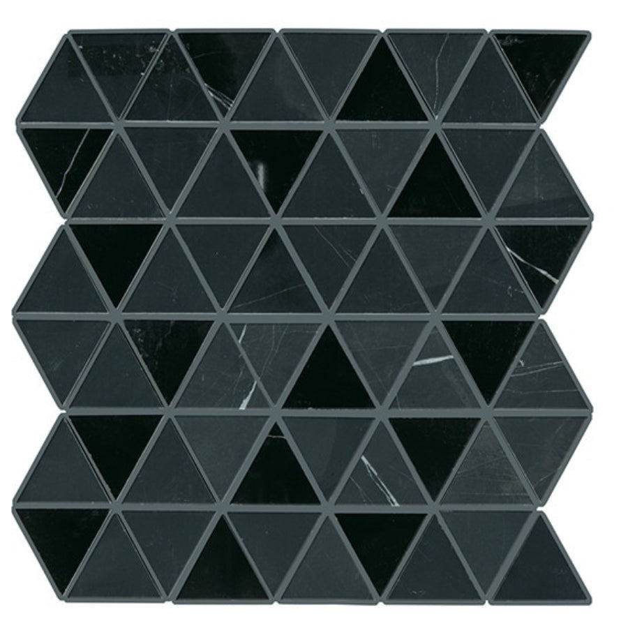 Daltile Pietra Divina 2" Triangle Mosaic 12" x 12" Nero Marquina