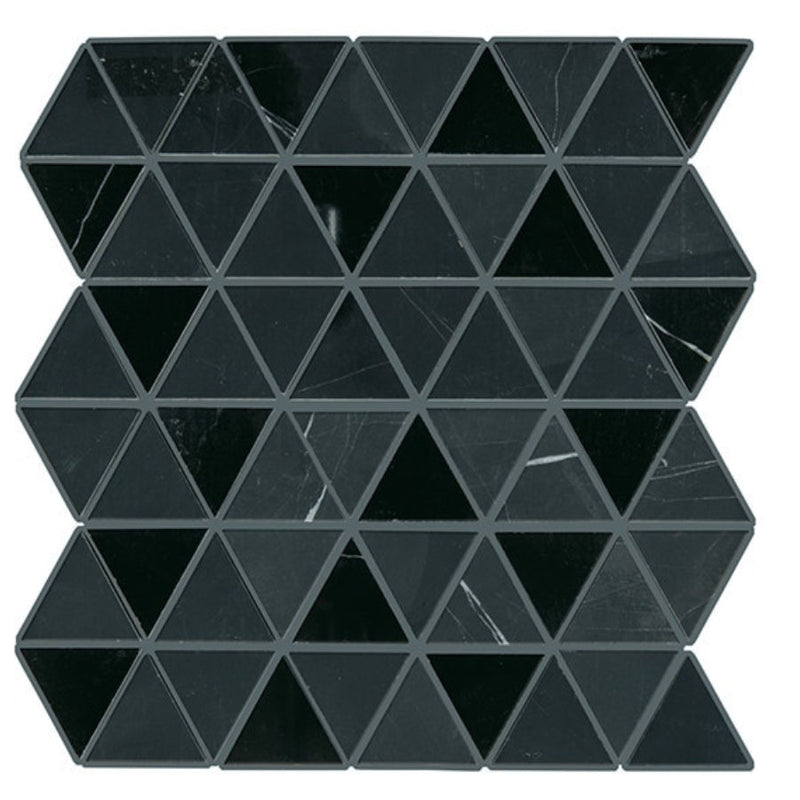 Daltile Pietra Divina 2" Triangle Mosaic 12" x 12" Nero Marquina