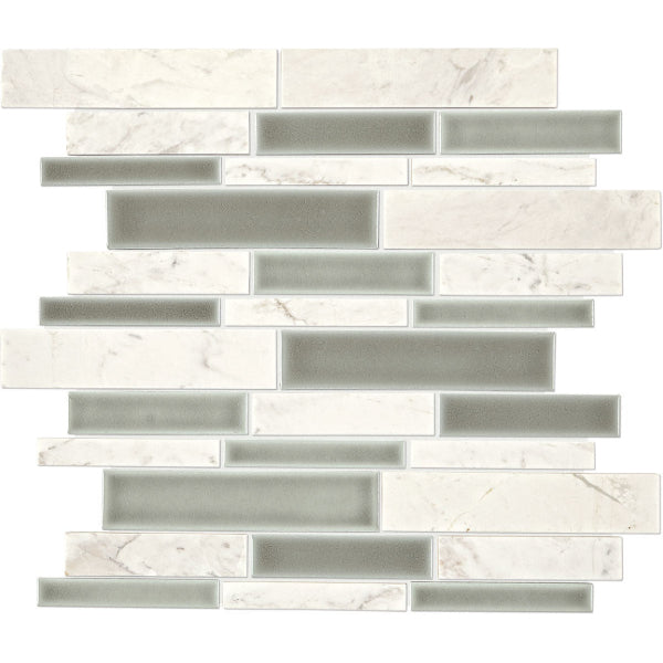 Daltile Raine 12" x 11" Random Linear Stratus White Bld