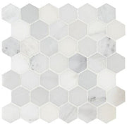 MS International Natural Stone Marble 12" x 12" Hexagon 2" Mosaic Arabescato Cararra