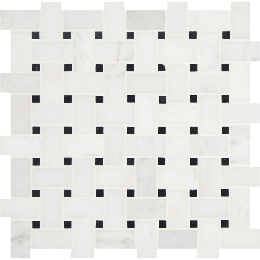 MS International Natural Stone Marble 12" x 12" Basketweave Mosaic Arabescato Carrara