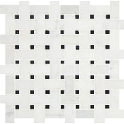 MS International Natural Stone Marble 12" x 12" Basketweave Mosaic Arabescato Carrara