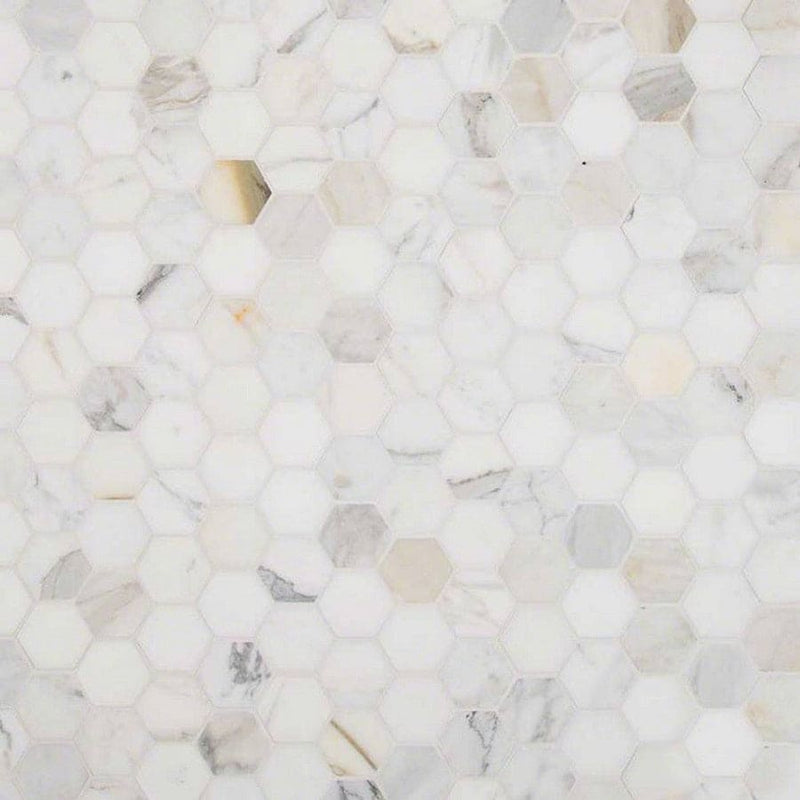 MS International Natural Stone Marble 12" x 12" Hexagon 2" Mosaic Calacatta Gold