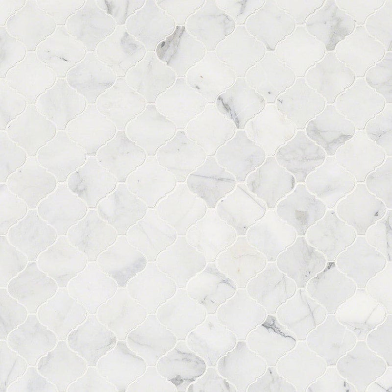 MS International Natural Stone Marble 12" x 12" Arabesque Mosaic Calacatta Cressa