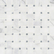 MS International Natural Stone Marble 12" x 12" Basketweave Mosaic Calacatta Cressa