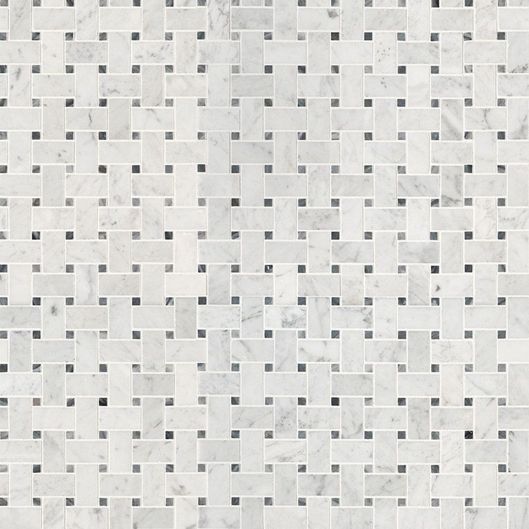MS International Natural Stone Marble 12" x 12" Basketweave Mosaic Carrara White 7.8Mm