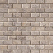 MS International Travertine 12" x 12" Mosaic 2" x 4" Silver