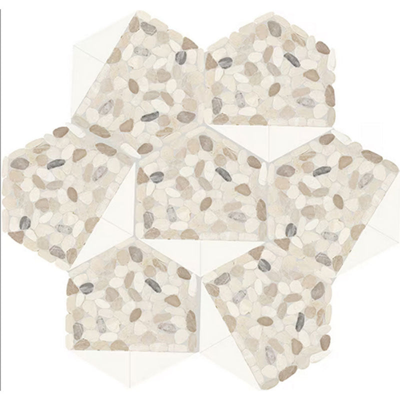 Daltile Pebble Oasis 12" x 10" Tri-Hex Pebble Seashell