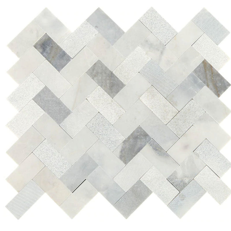 Daltile Minute Mosaix 12" x 11" Herringbone Stormy Mist