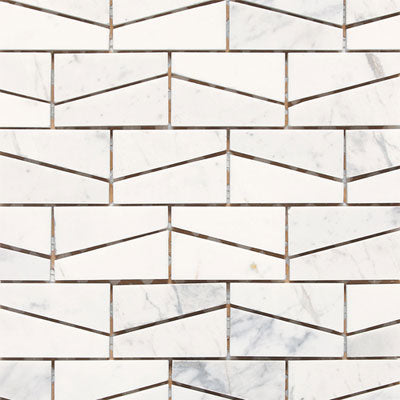 Daltile Stone A LA Mod 2" x 3" Wedge Mosaic 12" x 14" Contempo White
