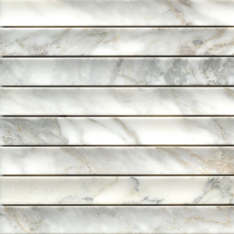 Emser Calacata 1" x 12" Tube Mosaic 12" x 12" Honed Giallo 