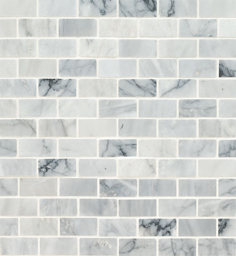 MS International Decorative Mosaic 12" x 12" Brick 1" x 2" Carrara Classique
