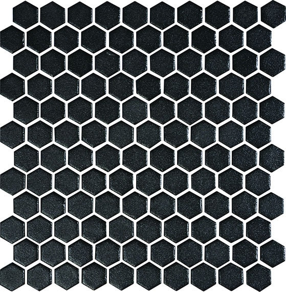 Daltile Uptown Glass 1" Hexagon Mosaic 11" x 12" Matte Matte Ebony