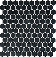 Daltile Uptown Glass 1" Hexagon Mosaic 11" x 12" Matte Matte Ebony
