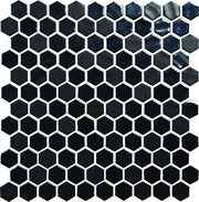 Daltile Uptown Glass 1" Hexagon Mosaic 11" x 12" Mixed Ebony