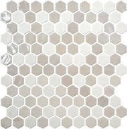 Daltile Uptown Glass 1" Hexagon Mosaic 11" x 12" Mixed Alabaster