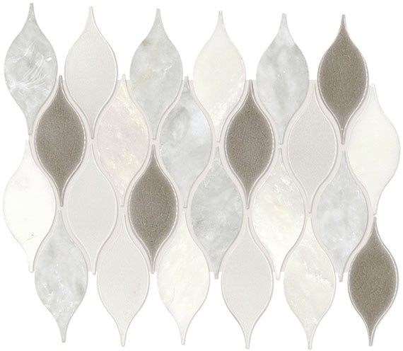 Daltile Decorative Accents 2" x 3" Leaf Mosaic 11" x 13" Lumia Leaf White D