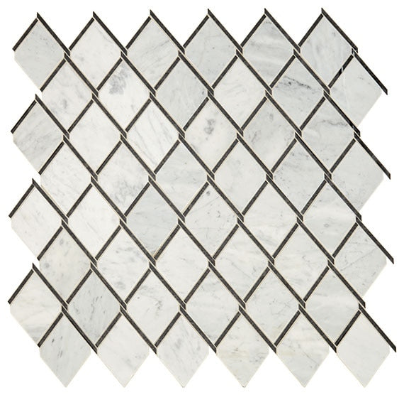 Daltile Lavaliere 14" x 14" Chain Link Mosaic Polished Carrara White/Black Ant Mirror