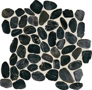 Daltile Decorative Accents 12" x 12" River Pebble Mosaic Saw Cut Black River