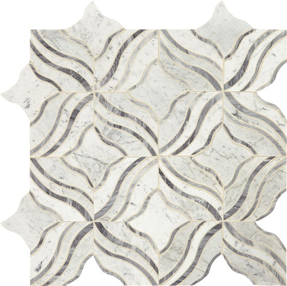 Daltile Lavaliere 11" x 11" Melody Mosaic Polished Carrara White/Bardiglio