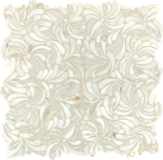 Daltile Lavaliere 12" x 11" Windblown Mosaic Honed Calacatta Gold
