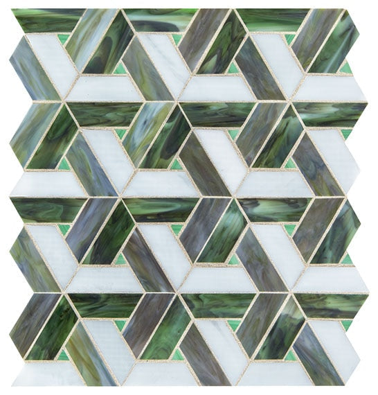 Daltile Vivify 1" x 3" Trapezoid Mosaic 13" x 15" Enchanted Green