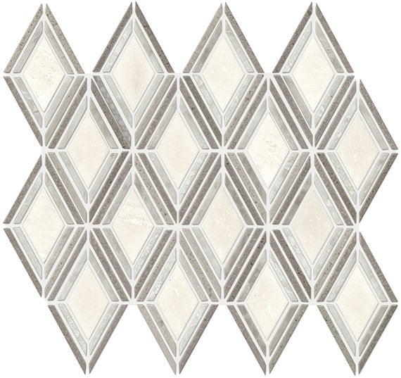 Daltile Decorative Accents 3" x 4" Argyle Mosaic 12" x 13" Argyle Blend Gray