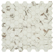 Daltile Uptown Glass 1" Hexagon Mosaic 11" x 12" Matte Posh Sparkler