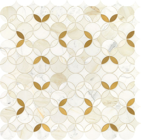 Daltile Lavaliere 12" x 12" Shapestry Mosaic Polished Calacatta Gold/ Brass