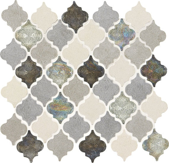 Daltile Decorative Accents 2" x 2" Baroque Mosaic 12" x 14" Gris Et Blanc