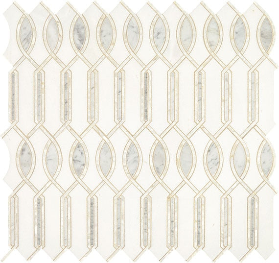 Daltile Lavaliere 11" x 11" Imaginare Mosaic Polished Carrara/Thassos/Mother Pearl