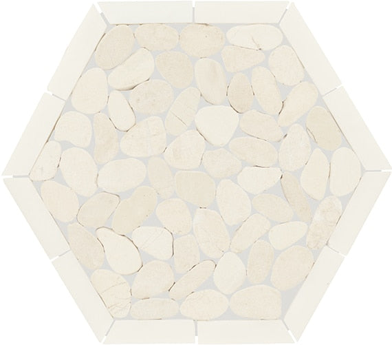 Daltile Pebble Oasis 12" x 10" Framed Hex Pebble Icicle