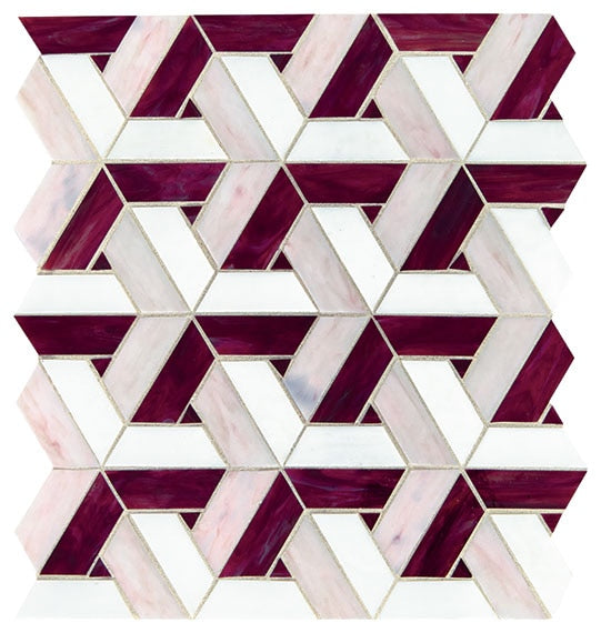 Daltile Vivify 1" x 3" Trapezoid Mosaic 13" x 15" Bordeaux