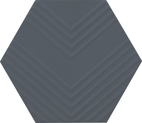 Marazzi Rhyme And Reason 4" x 5" Hexagon Ripple Mix Indigo