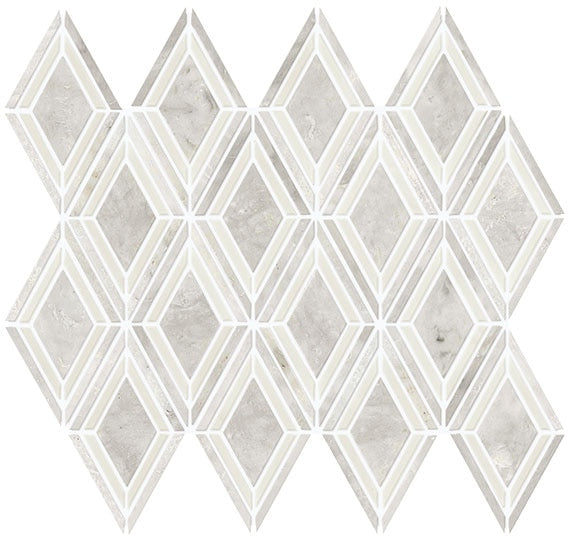 Daltile Decorative Accents 3" x 4" Argyle Mosaic 12" x 13" Argyle Blend White