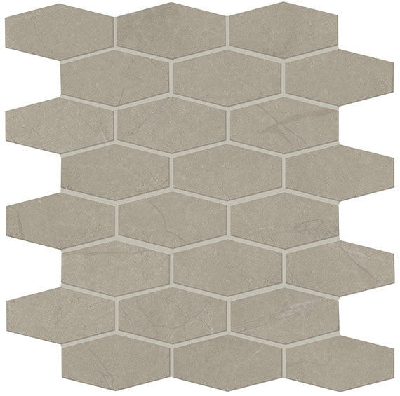 Marazzi Classentino Marble 12" x 12" Linear Hexagon 2" x 3" Mosaic Coliseum Gray
