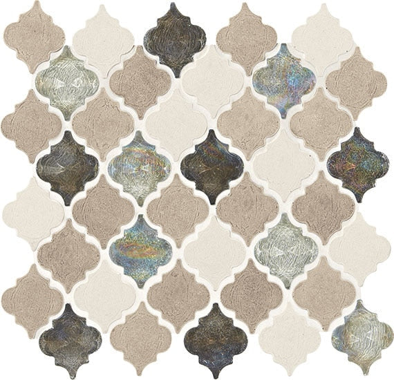 Daltile Decorative Accents 2" x 2" Baroque Mosaic 12" x 14" Blanc Et Beige