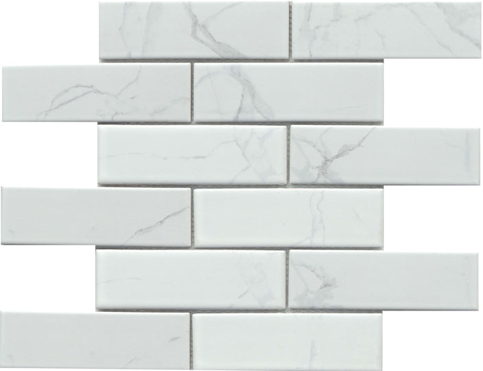 Emser Elegan 11" x 12" Off-set Mosaic 2" x 6" Matte Calacata